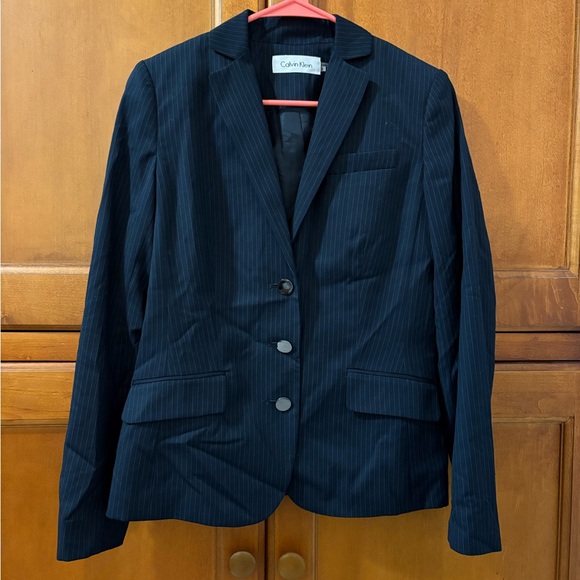 Women's Calvin Klein Black Pinstripe Blazer - Picture 1 of 4